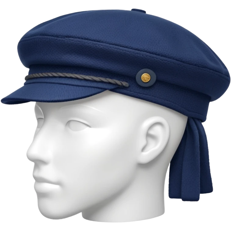 a floating Navy blue Brixton fiddler cap hat emoji