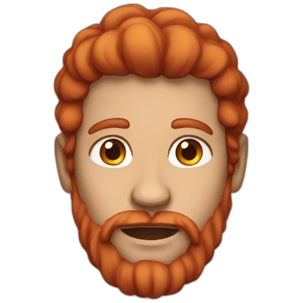 Man with long red hair and brown eyes emoji