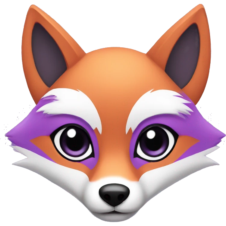 Purple fox with black eyes emoji