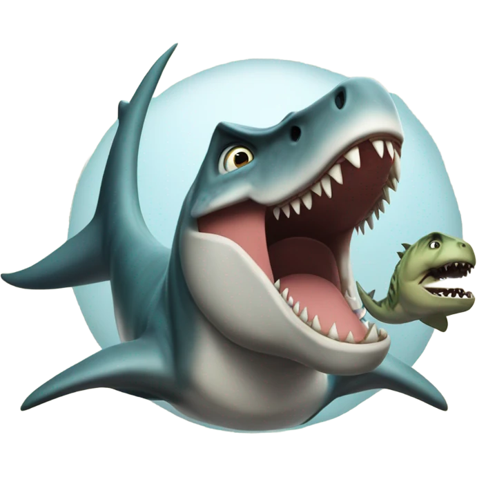 dinosaur riding a shark emoji