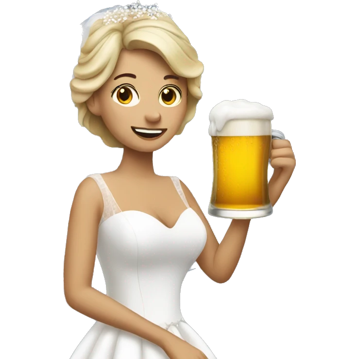Bride drinking beer emoji