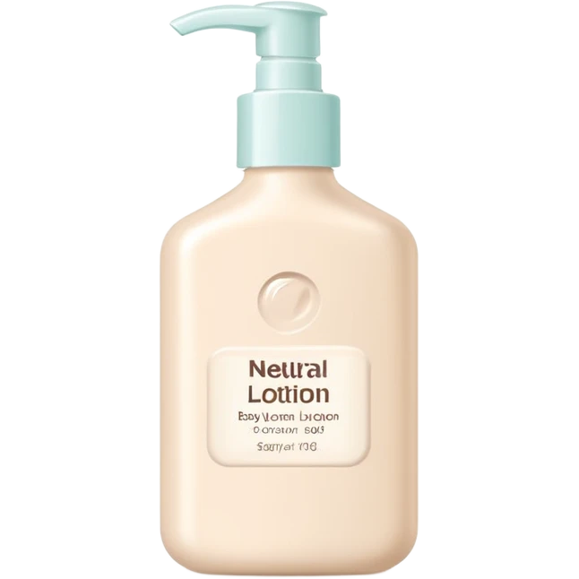 Neutral beige body lotion bottle with pump, pastel backdrop emoji