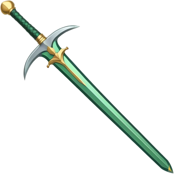 Double-edged arched sword with green color emoji