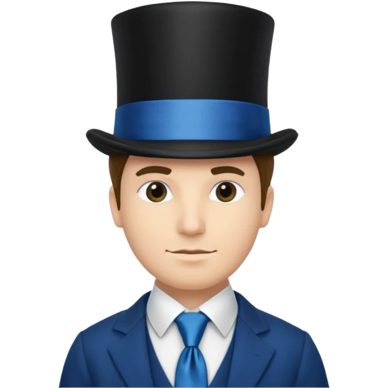 Man in top hat & long blue tie emoji