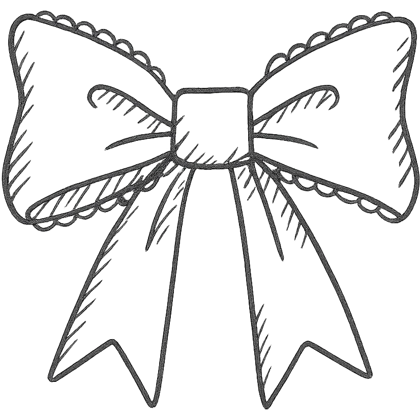 pink gothic bow gothic style bow with delicate hand drawn outline emoji