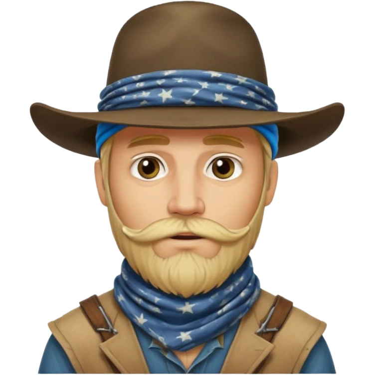 A blonde western man from America 1899 wild west with a hat and beard should look like a robber emoji