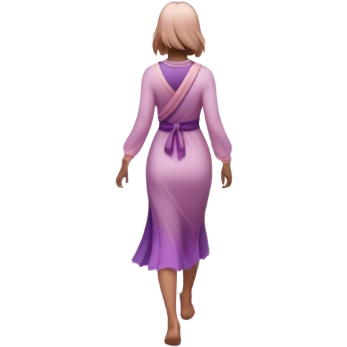 A small figure walks back across a foggy bridge, holding soft pink and purple orbs in each hand—symbolizing compassion and forgiveness. A gentle heart aura trails behind them, showing healing in motion. emoji