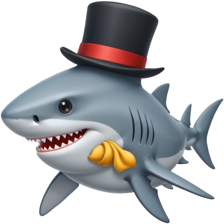 Shark with a top hat emoji