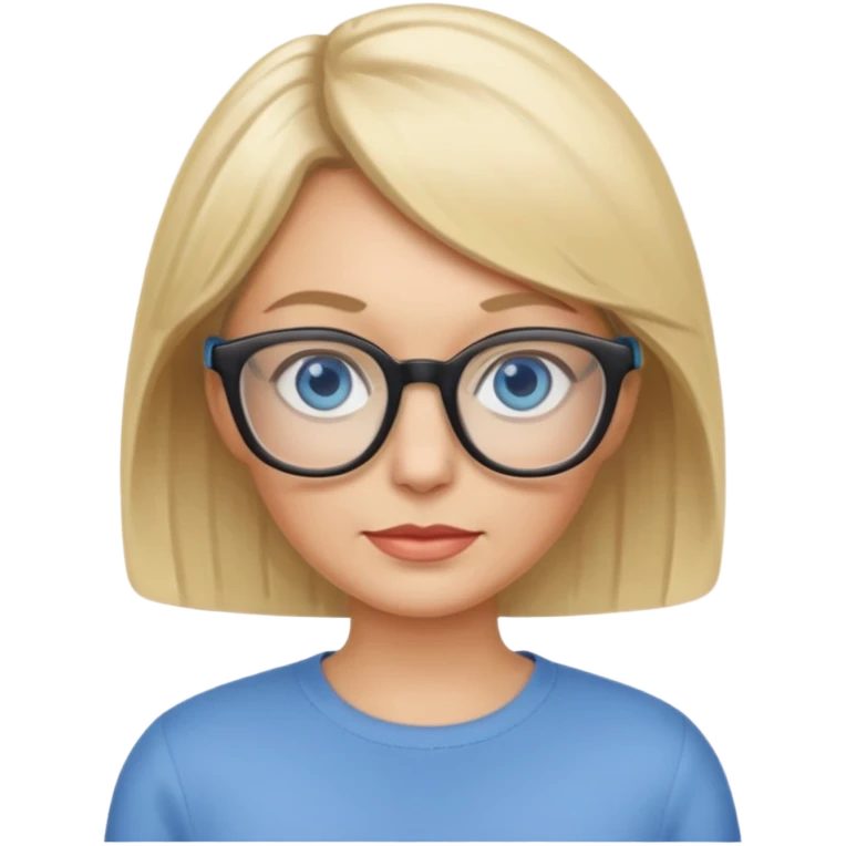 white woman about 50 blonde bobbed hair blue eyes glasses emoji