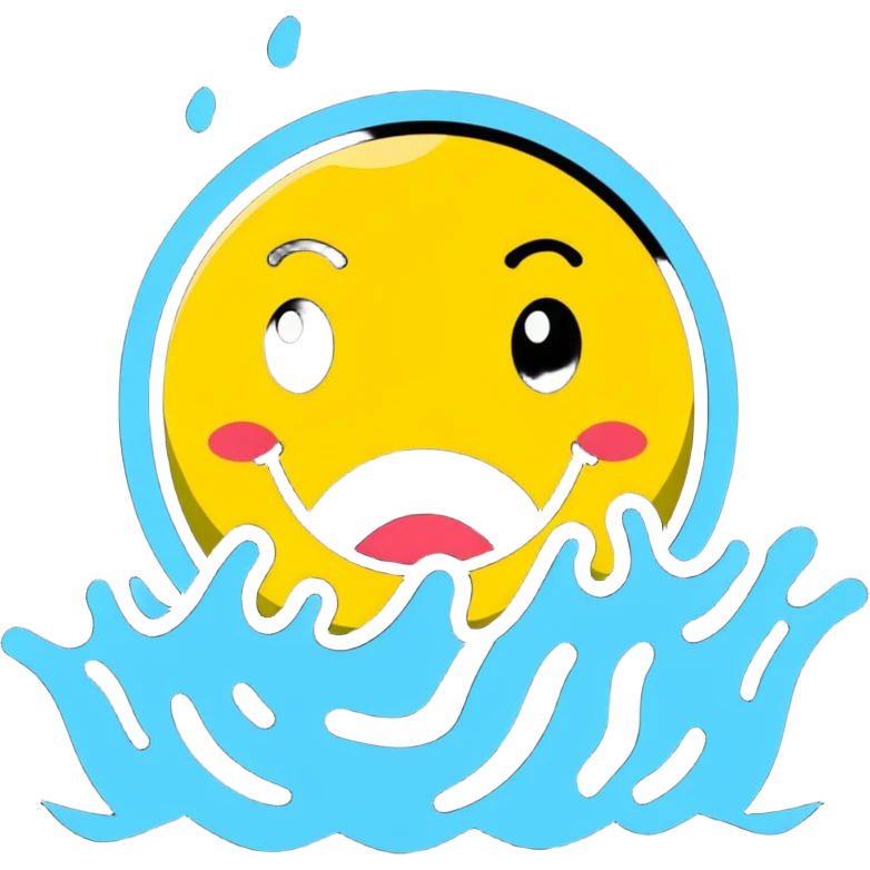 scared smiley face being drowned with so much water emoji