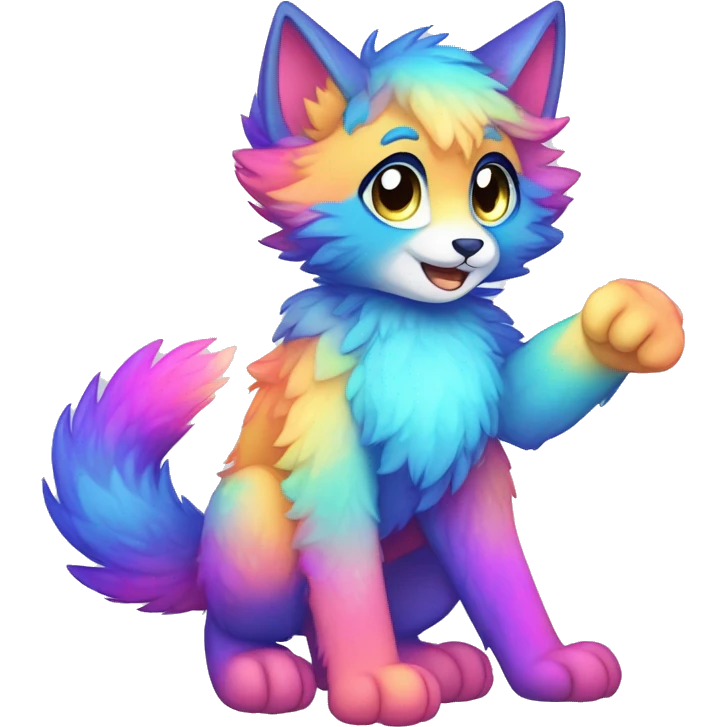 Colorful gradient-Sparkle-nebula-fursona anthropomorphic furry full body emoji