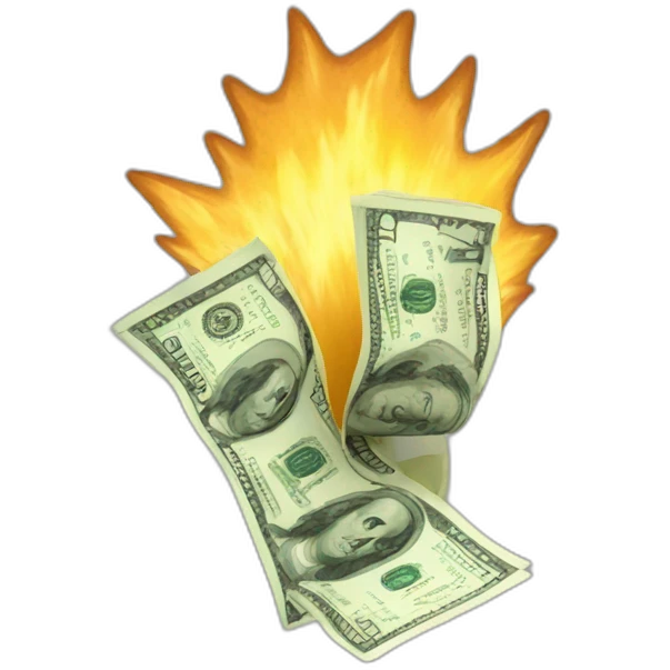 Make an image of money starting to explode emoji