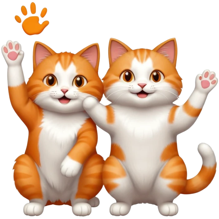 Very happy cat high-fiving another cat friend emoji