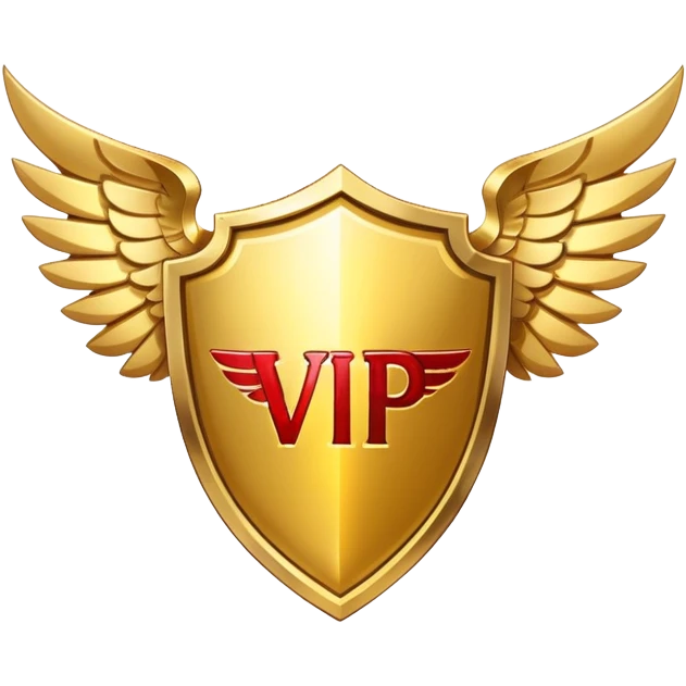Gold shield with wings and VIP text in the center emoji