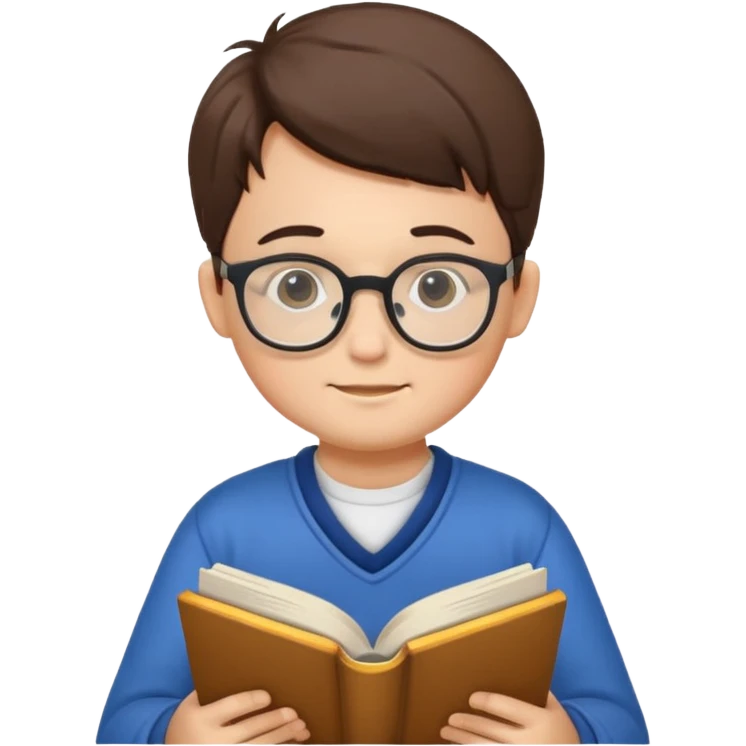 Boy wearing specs and reading books emoji