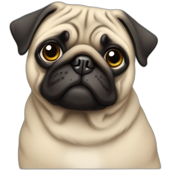 pug wearing a t-shirt emoji
