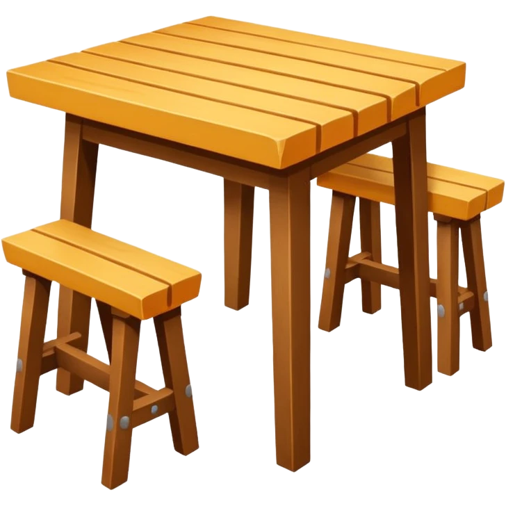 mesa alta color madera natural con bancas altas de color madera natural emoji