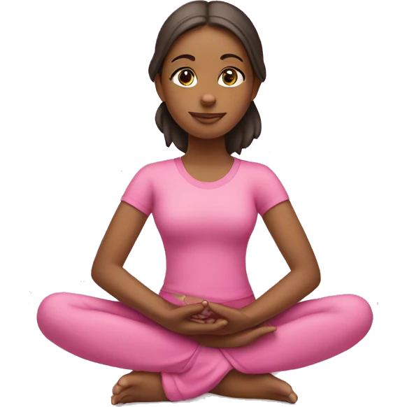 girl in pink clothes sitting in lotus position emoji