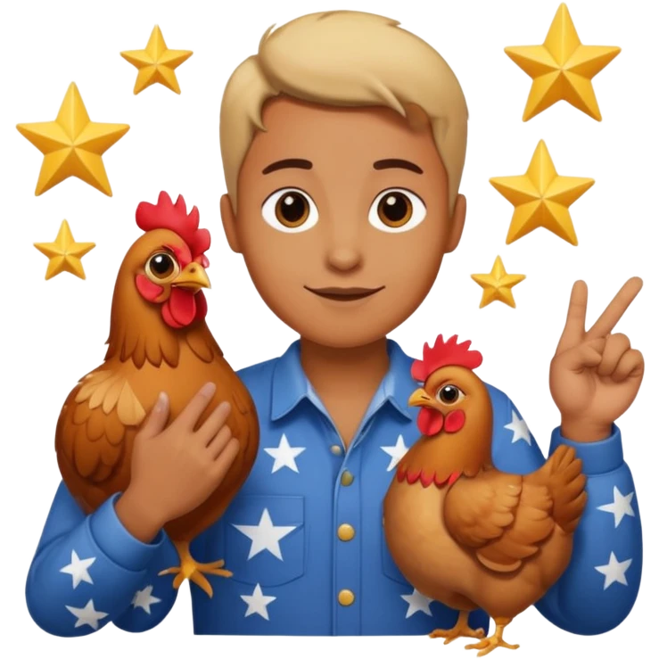 67 holding chicken stars and doing the boi hand gesture emoji