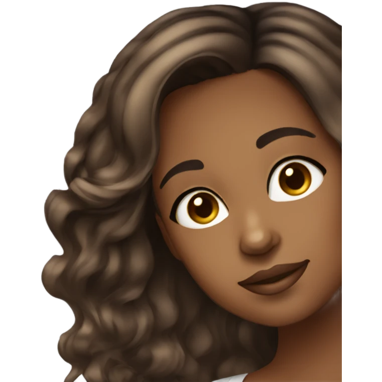brown girl with dark brown hair and highlights balyage  emoji