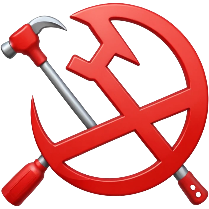 crossed-out communist symbol hammer and sickle with red prohibition sign over it emoji