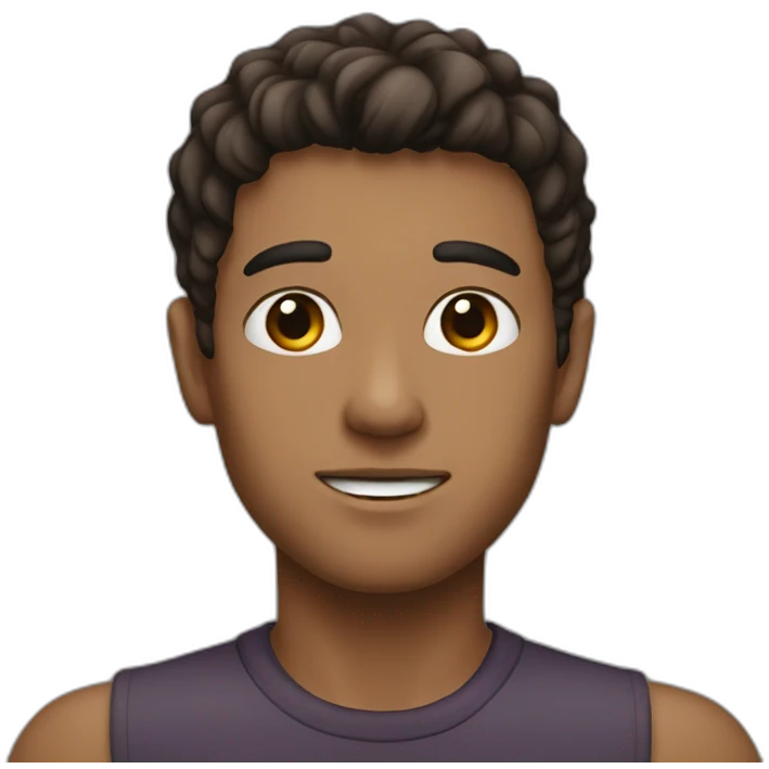 He has dark black eyes He has dark brown hair He is medium-skinned emoji