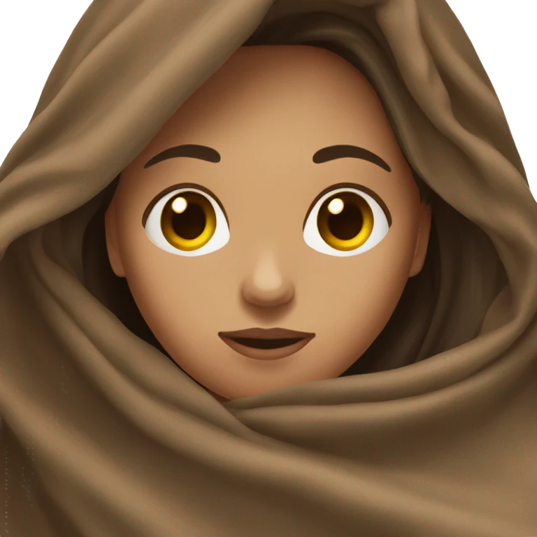 brunette girl long hair with blanket  emoji