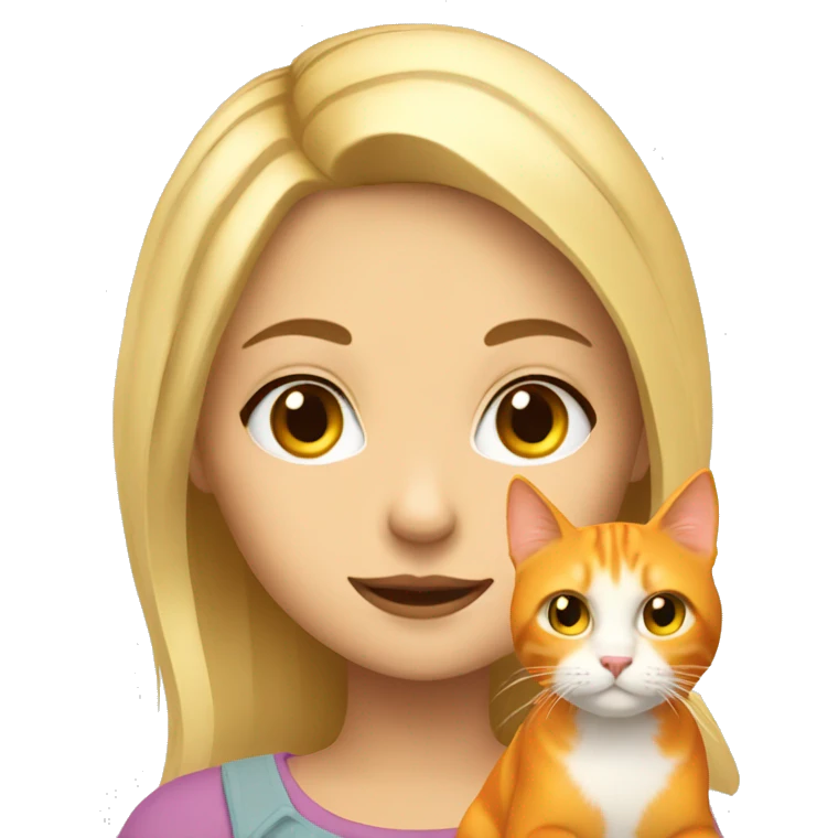 Blondie girl with orange cat  emoji