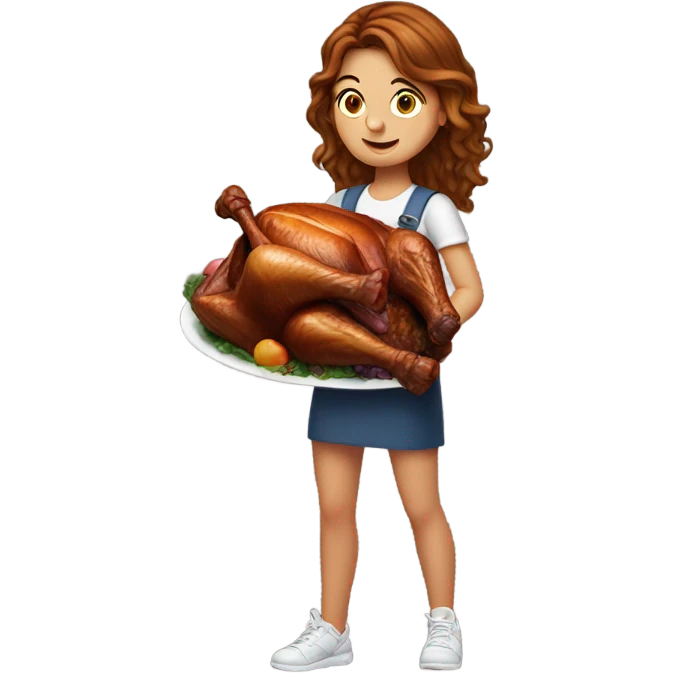 Make a big back turkey leg girl with brown stringy hair emoji
