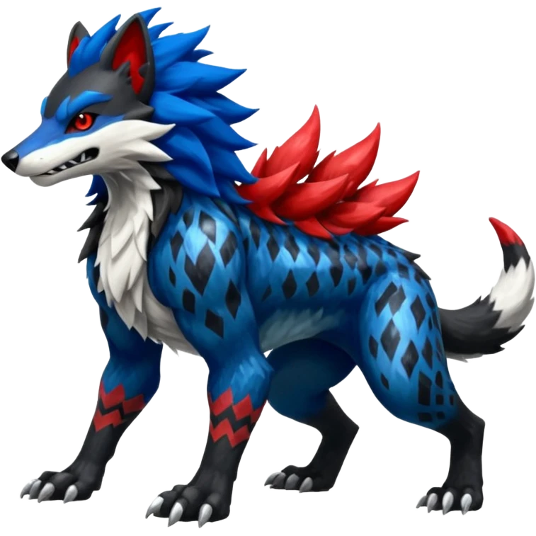 Shiny Epic Handsome Cool Badass Obstagoon-Mightyena-Salandit-Luxray-Lycanroc-fusion emoji