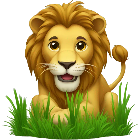 Lion eating grass emoji