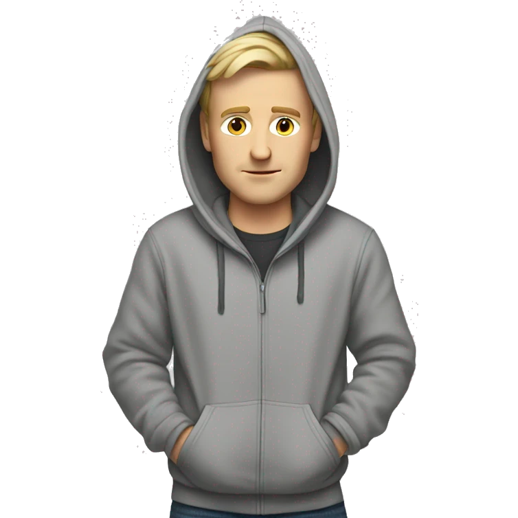 A white man with a pointy hoodie emoji