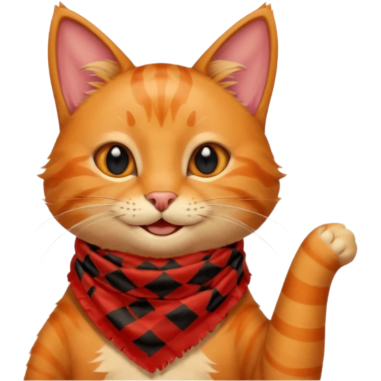 Cat smiling and giving thumbs up, wearing red Checkered Triangle scarf emoji