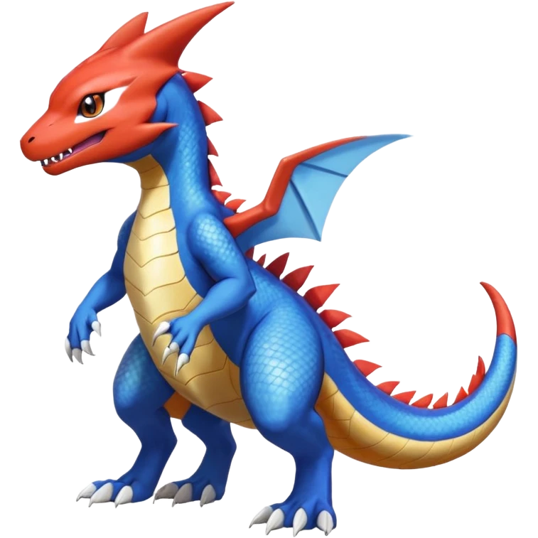 Garchomp-Veemon-Charmeleon-Digimon-Latias-Peppercat-Pokémon-Flamedramon-fusion-animal-hybrid-creature, Full body  emoji