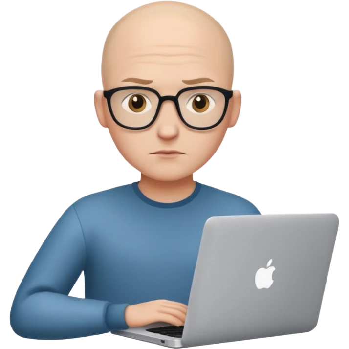 bald young programmer with MacBook  emoji