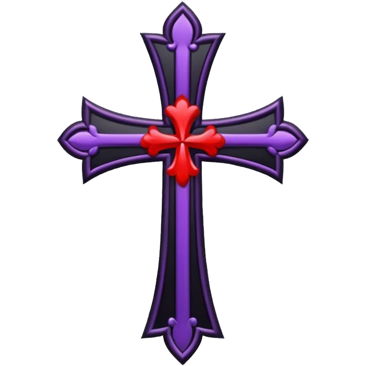 Gothic tall black and red and purple cross with white laces emoji