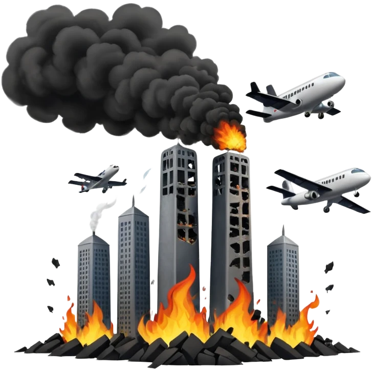 Twin towers being hit by plane  emoji