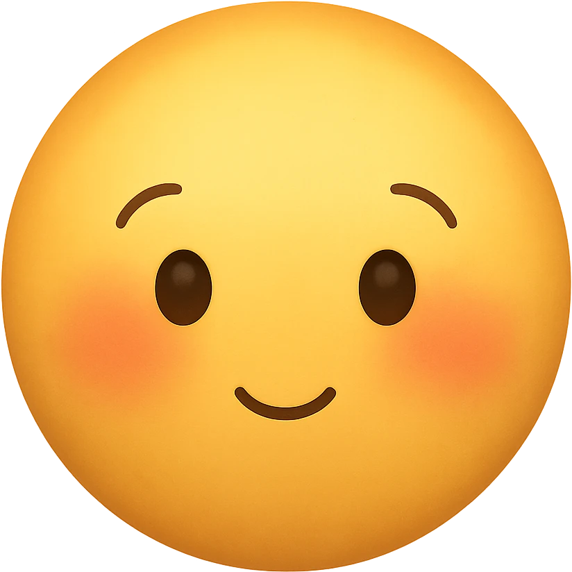 cute emoji, blushing cheeks, tiny mouth, soft expression emoji