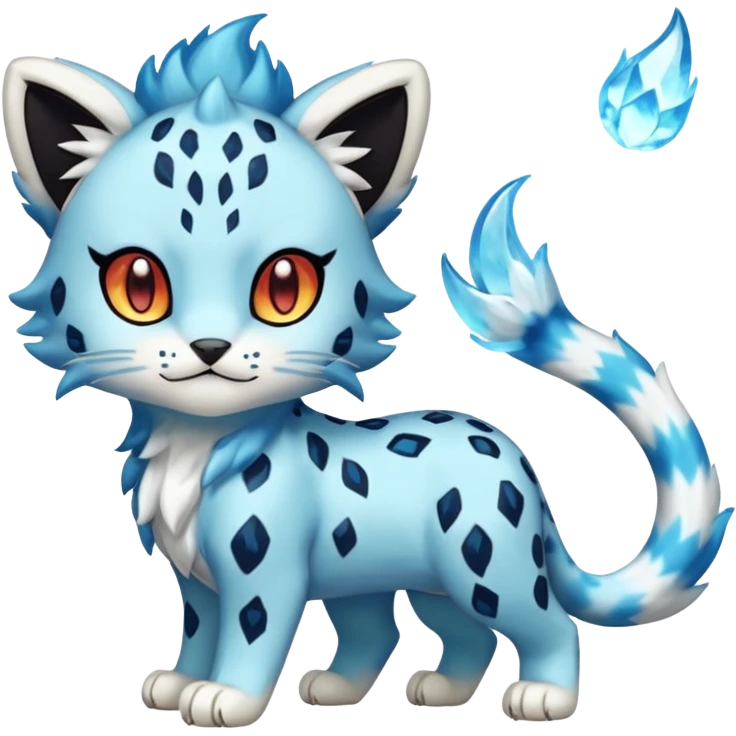 Icy Elemental Pawny Cute Innocent Liepard-Amaura-Litten-Sprigatito-Pokémon-fusion-creature (full body) emoji