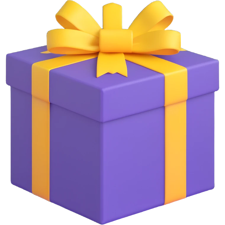 gift box, purple with yellow ribbon emoji