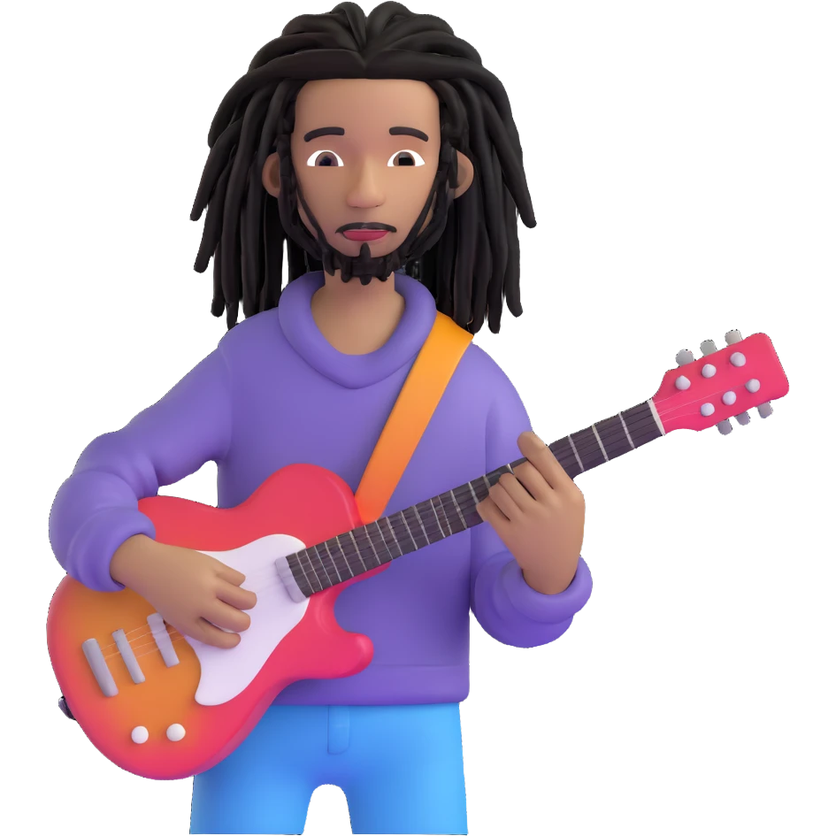 Steve Lacy with black dreads and guitar emoji