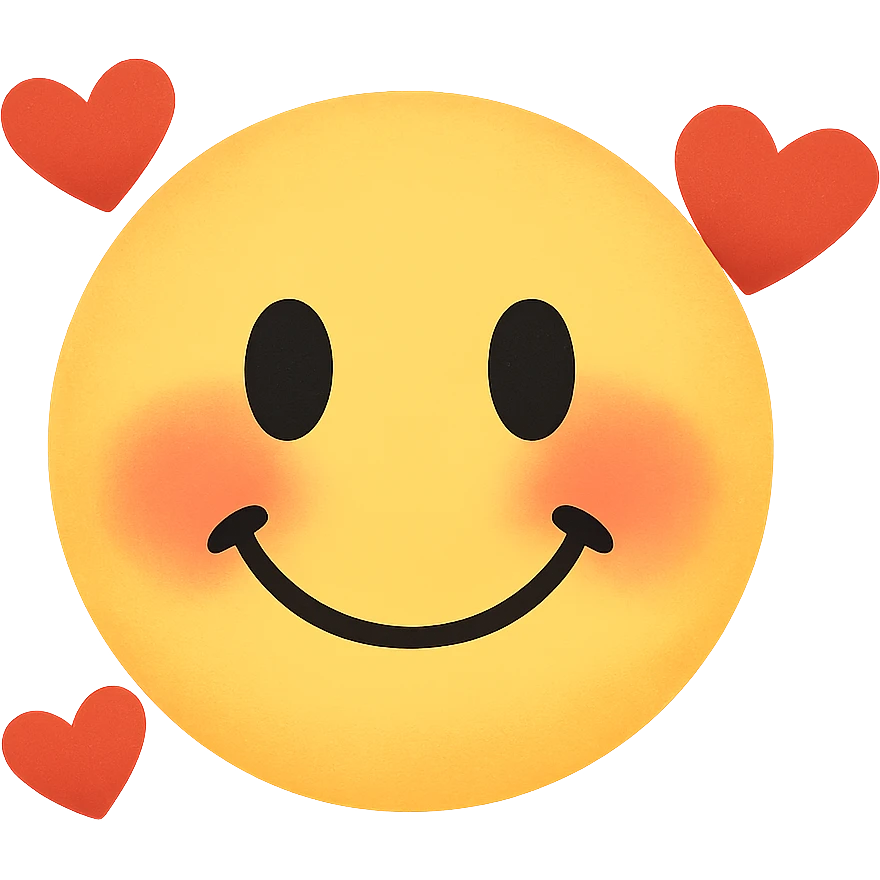  Smiley face blushing with hearts, remove background emoji
