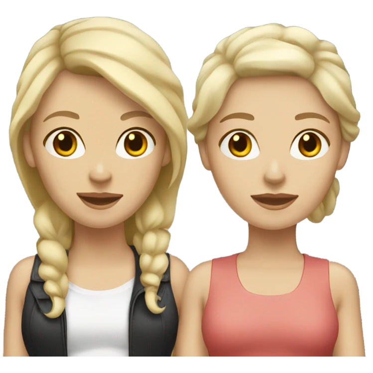 2 white female  with blonde hair 1 brunette white female emoji