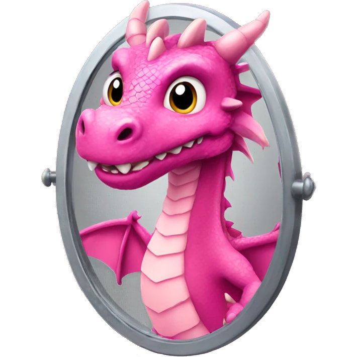 Pink dragon looking in mirror emoji
