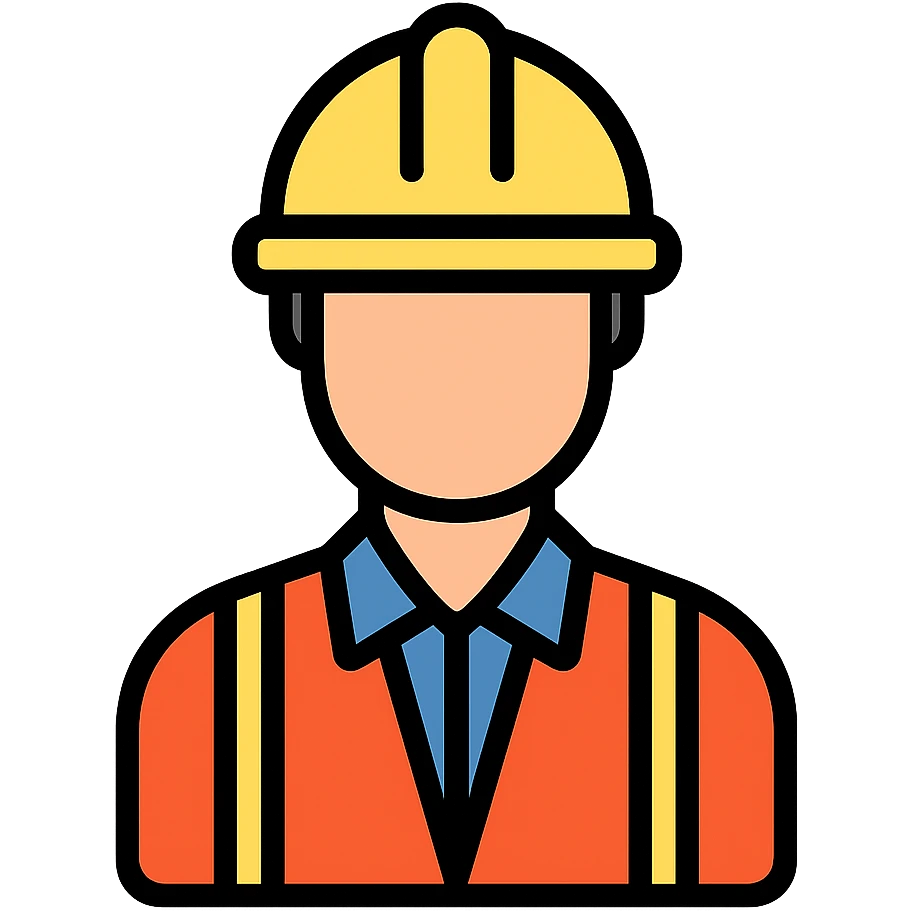 construction worker icon with hard hat and safety vest, clean and modern style emoji