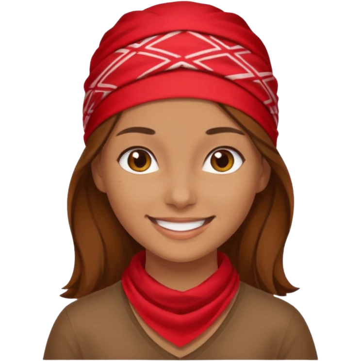 brown haired woman with wearing red bandana emoji