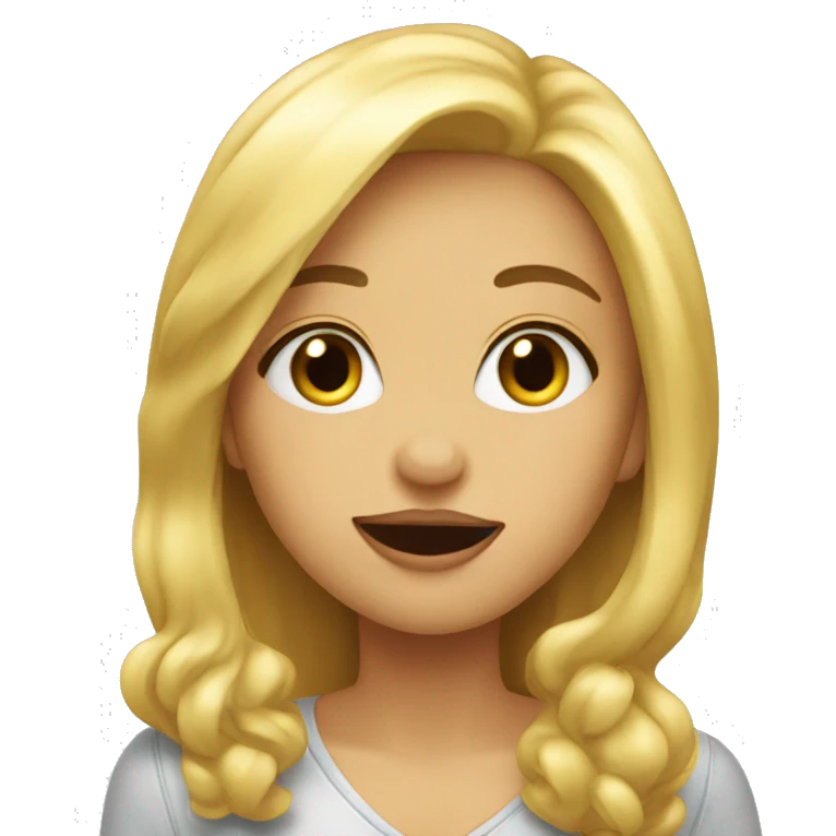 A blonde girl sends an air kiss emoji