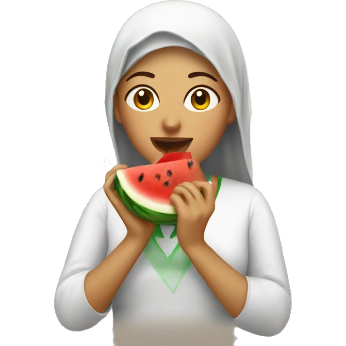algerian woman eating watermelon emoji
