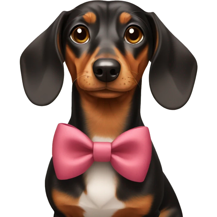 Dachshund wearing a bow emoji