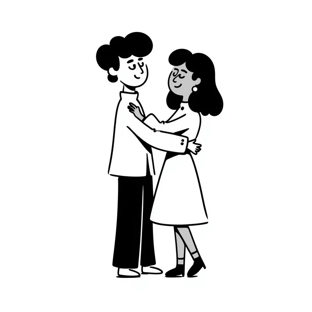 person hugging girlfriend, with text 'dear monainge wan Zizi' emoji